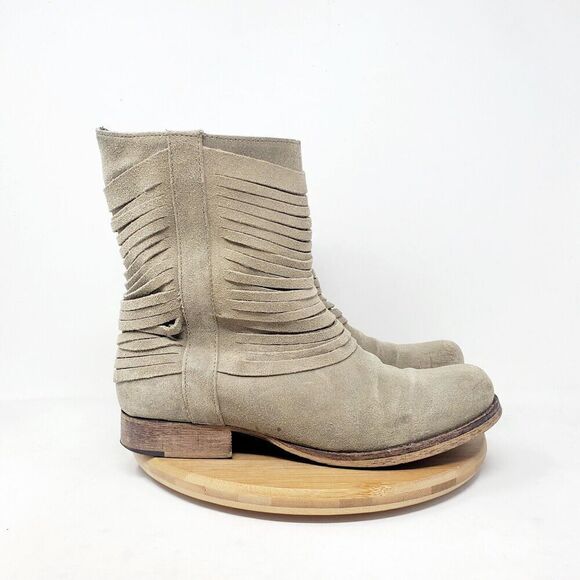 Matisse Ankle Boots Womens 7 Stryke Suede Slashed Western Moto Slouch Taupe - Picture 8 of 16